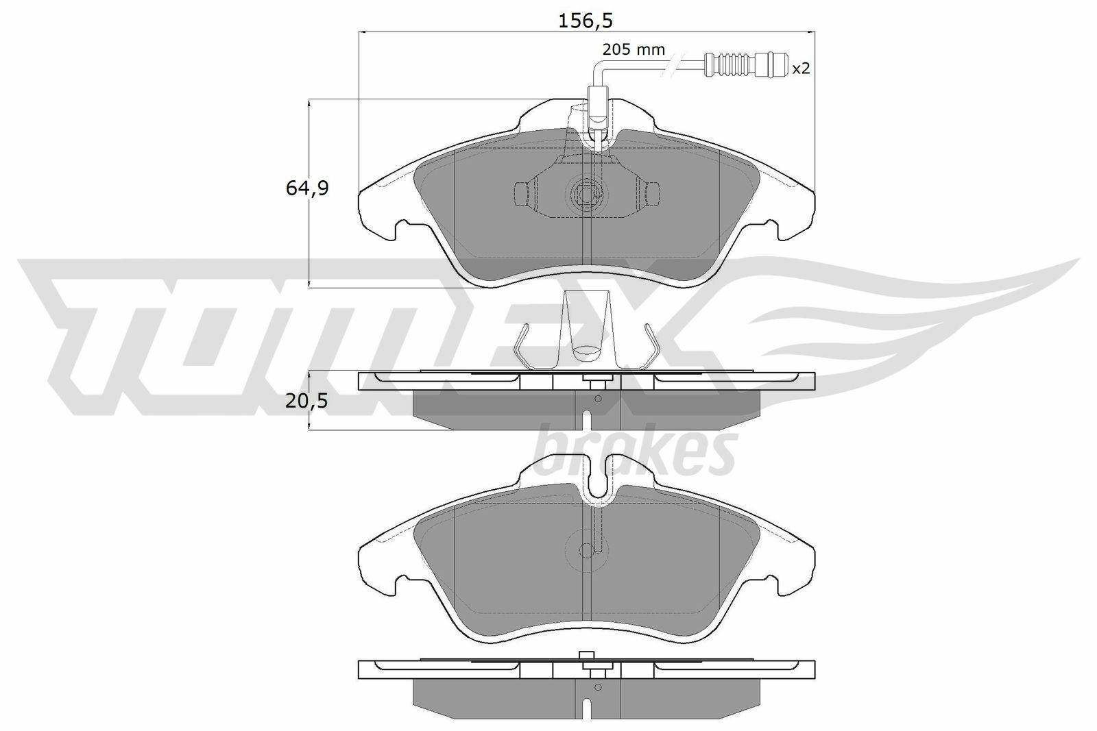 Sada brzdových destiček, kotoučová brzda TOMEX Brakes